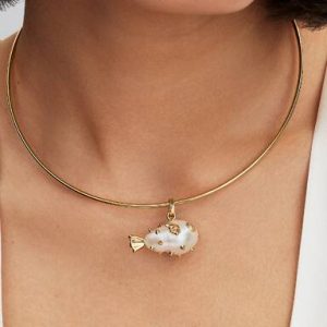 Treated Freshwater Cultured Baroque Pearl Oversized Puffy Fish Pendant
