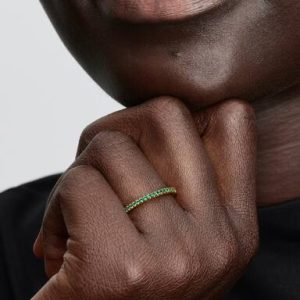 Sparkling Green Half-Eternity Band Ring