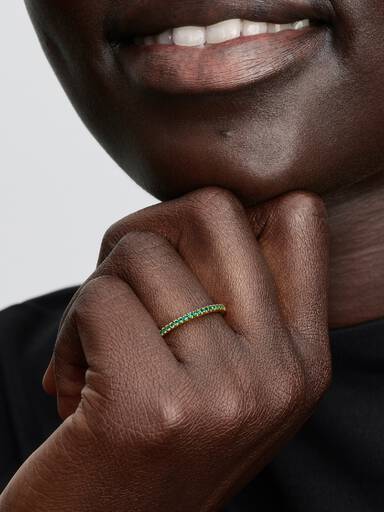 Sparkling Green Half-Eternity Band Ring