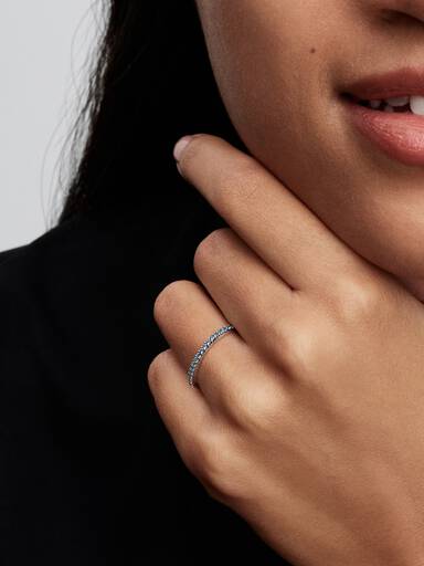 Sparkling Aquamarine Half-Eternity Band Ring