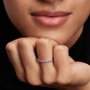 Sparkling Purple Half-Eternity Band Ring