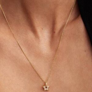 Pandora Talisman 14k Gold Lab-grown Diamond Pavé Star Pendant Necklace