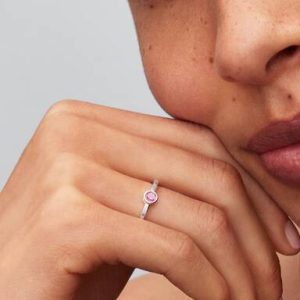Pandora Era Bezel Sterling Silver Pink Lab-grown Diamond Ring