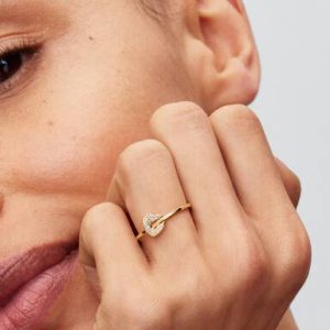 Pandora Talisman 14k Gold Lab-grown Diamond Pavé Heart Ring