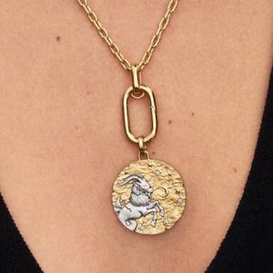 Capricorn Zodiac Oversized Medallion Charm