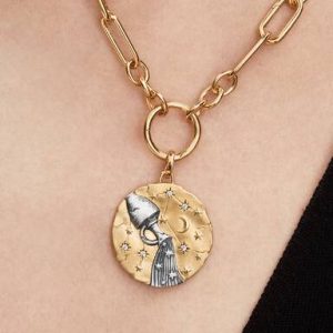 Aquarius Zodiac Oversized Medallion Charm