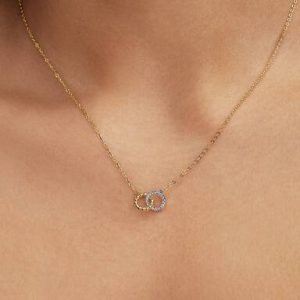 Beads & Pavé Interlocking Circles Necklace