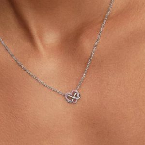 Sparkling Pink Infinity Heart Collier Necklace