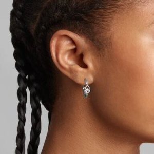 FINAL SALE - Pandora Infinite 14k White Gold Lab-grown Diamond Hoop Earrings