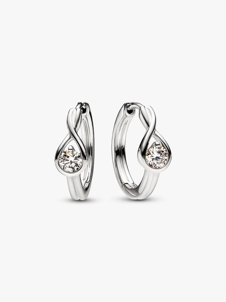 FINAL SALE - Pandora Infinite 14k White Gold Lab-grown Diamond Hoop Earrings - Image 2
