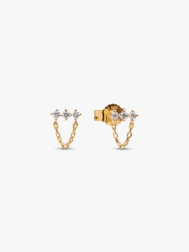 Pandora Era Lab-Grown Diamond Trio Chain Stud Earrings - Image 2