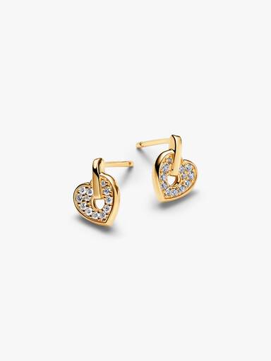 Pandora Talisman 14k Gold Lab-grown Diamond Pavé Heart Stud Earrings - Image 3