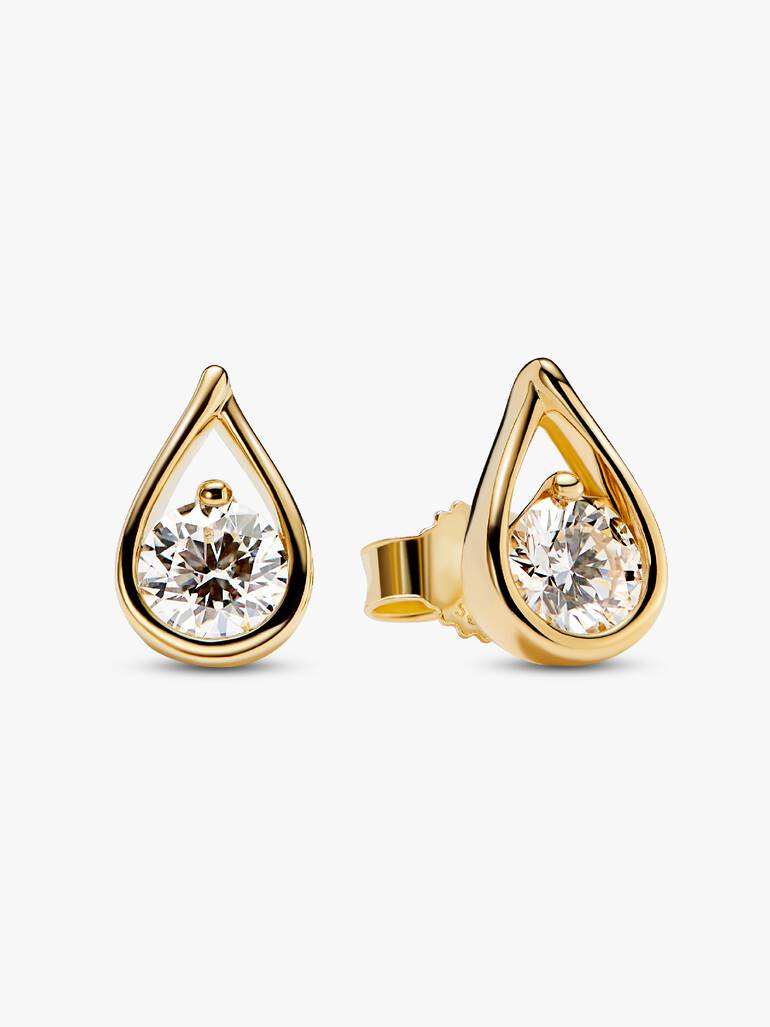 FINAL SALE - Pandora Infinite 14k Gold Lab-grown Diamond Earrings - Image 2