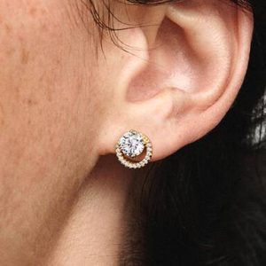 Sparkling Round Halo Stud Earrings