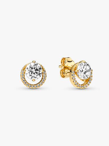 Sparkling Round Halo Stud Earrings - Image 2
