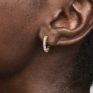 Sparkling Row Eternity Hoop Earrings