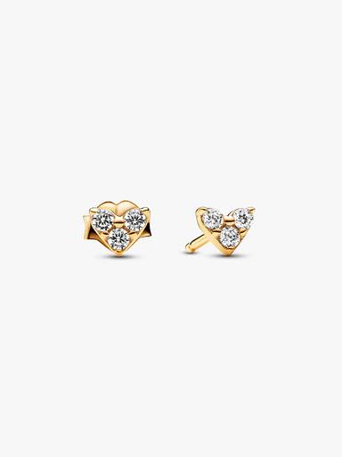 Triple Stone Heart Stud Earrings - Image 2