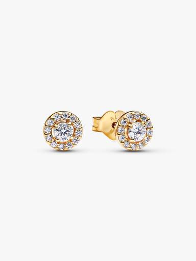 Round Pavé Halo Stud Earrings - Image 2