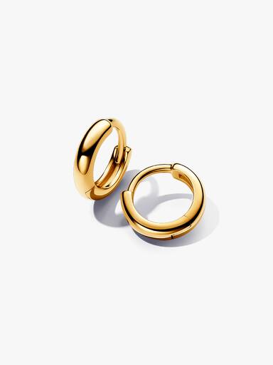 Round Huggie Hoop Earrings - Image 2