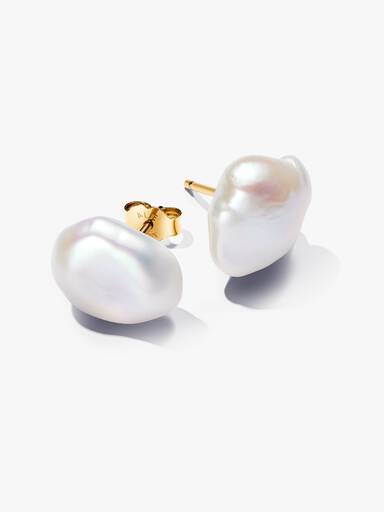 FINAL SALE - Baroque Treated Freshwater Cultured Pearl Stud Earrings - Image 2
