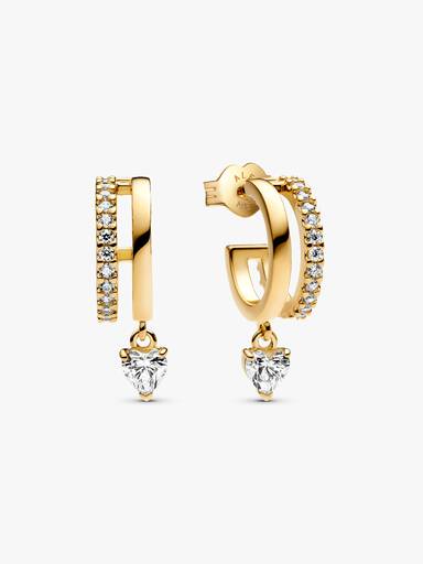 Dangling Heart Hoop Earrings - Image 2