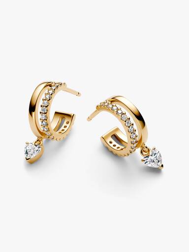 Dangling Heart Hoop Earrings - Image 4