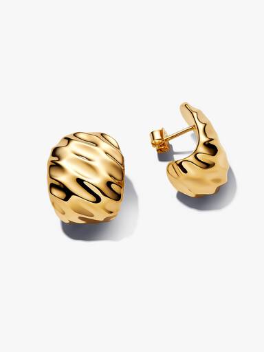 Rippled Wide Hoop Earrings - Image 2