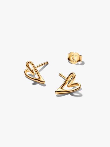 Organically Shaped Heart Stud Earrings - Image 3