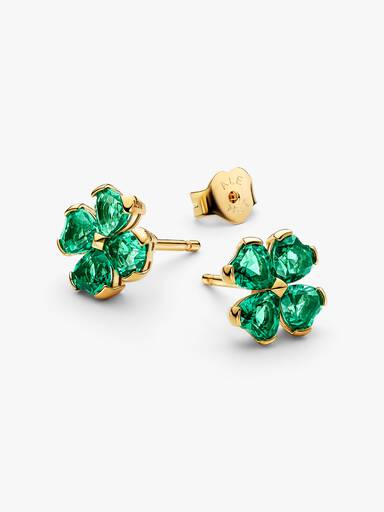 Green Lucky Clover Stud Earrings - Image 4