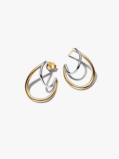 Organically Shaped Two-Tone Double Hoop Earrings - Image 2