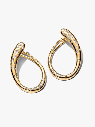 Organically Shaped Stone-Set Hinged Hoop Earrings - Image 2