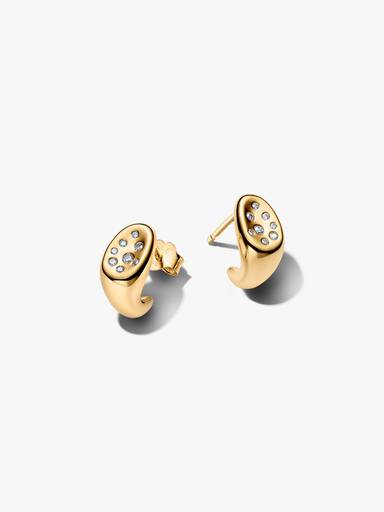 Organically Shaped Stone-Set Stud Earrings - Image 2