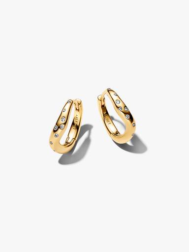 Organically Shaped Stone-Set Hoop Earrings - Image 2