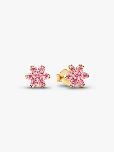 Sparkling Pink Flower Necklace & Earrings Set - Image 3