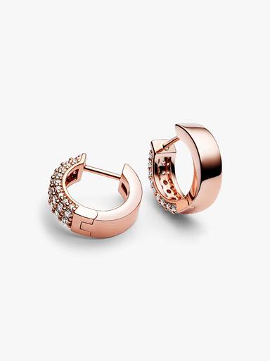 FINAL SALE - Pandora Timeless Pavé Double-row Hoop Earrings - Image 4