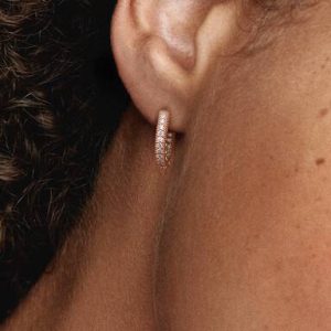 Pavé Heart Hoop Earrings
