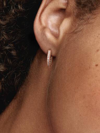 Pavé Heart Hoop Earrings