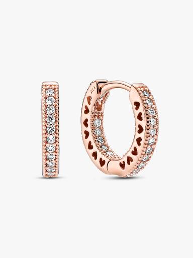 Pavé Heart Hoop Earrings - Image 2