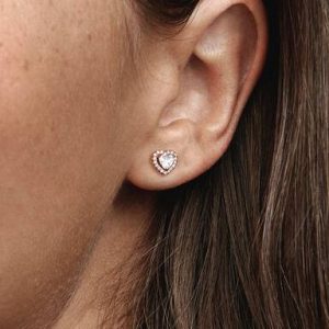 Sparkling Elevated Heart Stud Earrings