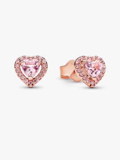 Pink Elevated Heart Stud Earrings - Image 2