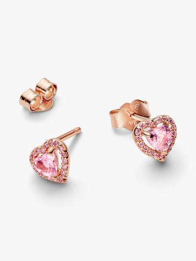 Pink Elevated Heart Stud Earrings - Image 4