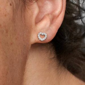 Open Heart Stud Earrings