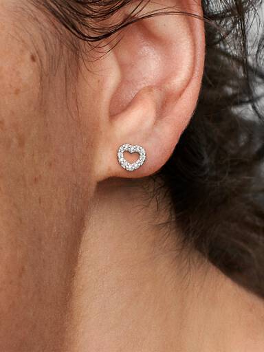 Open Heart Stud Earrings