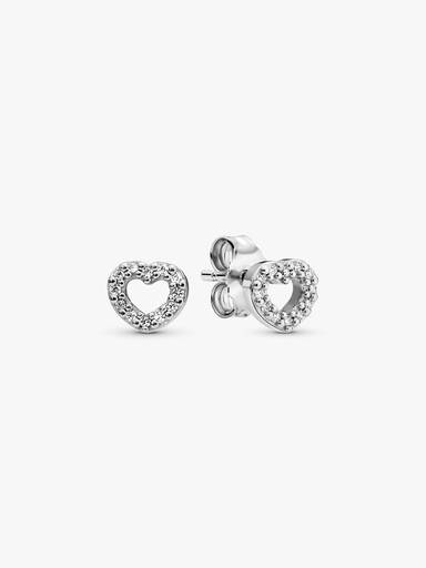 Open Heart Stud Earrings - Image 2