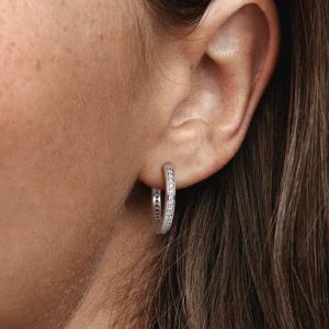 Sparkle and Pandora Logo Hoop Earrings