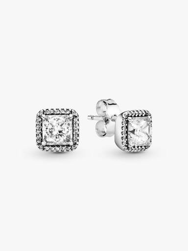 Square Sparkle Halo Stud Earrings - Image 2
