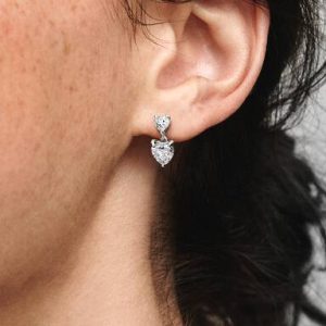 Double Heart Sparkling Stud Earrings