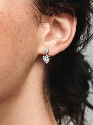 Double Heart Sparkling Stud Earrings