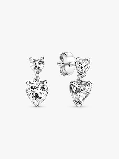Double Heart Sparkling Stud Earrings - Image 2