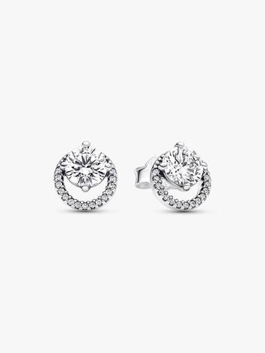 Sparkling Round Halo Necklace and Earring Set - Image 2